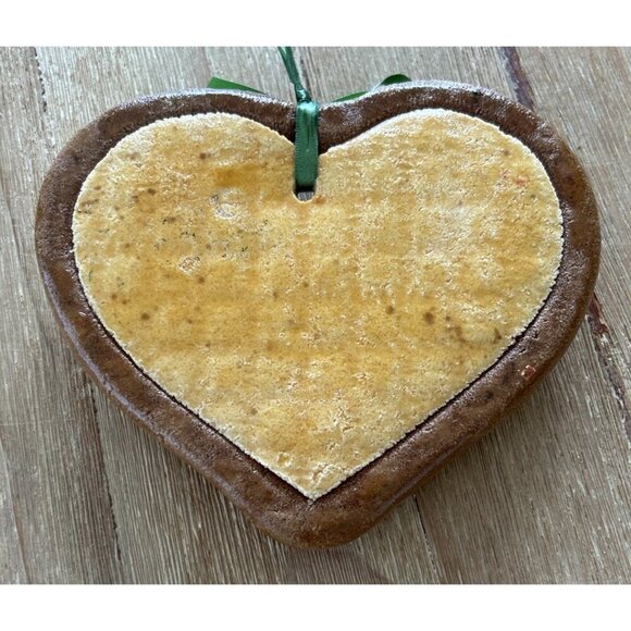 Vintage 80s 90s Dough Art Country Heart Shaped Turtle Doves Hanging Wall Decor - Picture 2 of 2